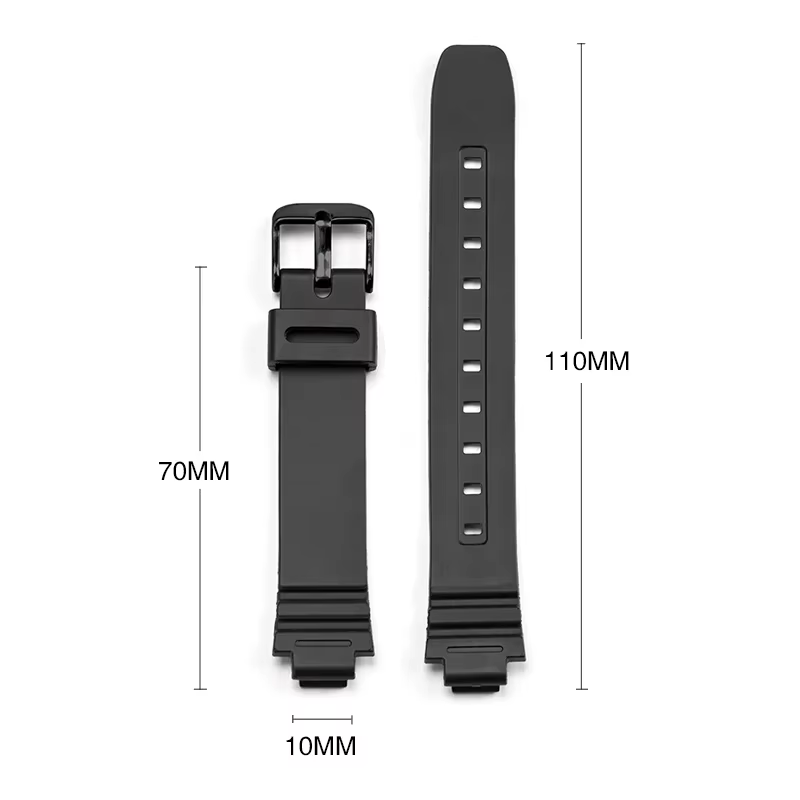 Bracelet pour mol LA-20WH Noir Résine TPU Montre Bande Femmes Sports Étanche Silicone Acier Inoxydable Pin strucBracelet 10mm