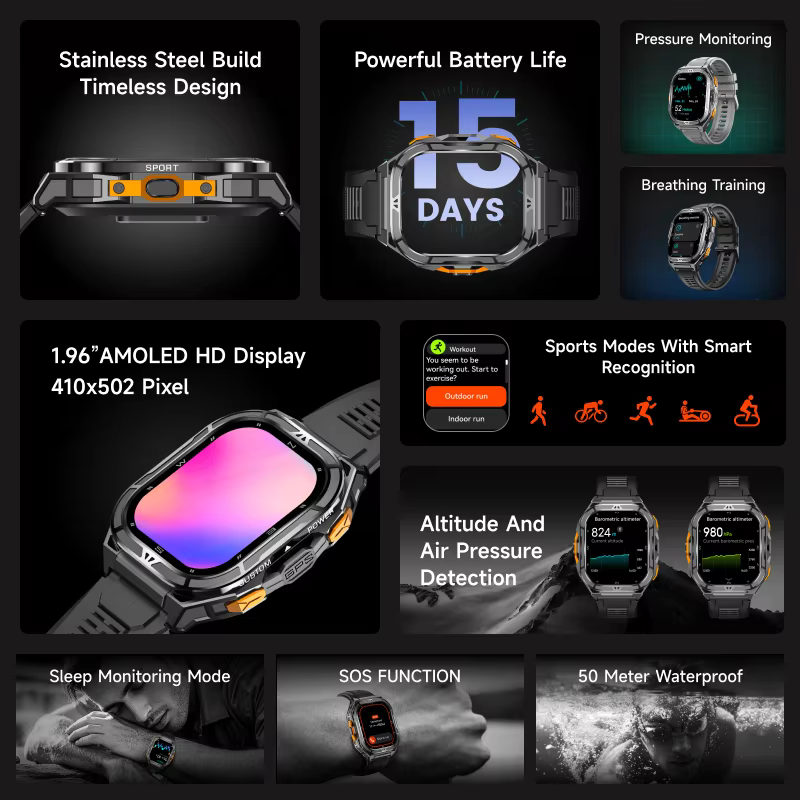 Montre connectée GPS pour hommes