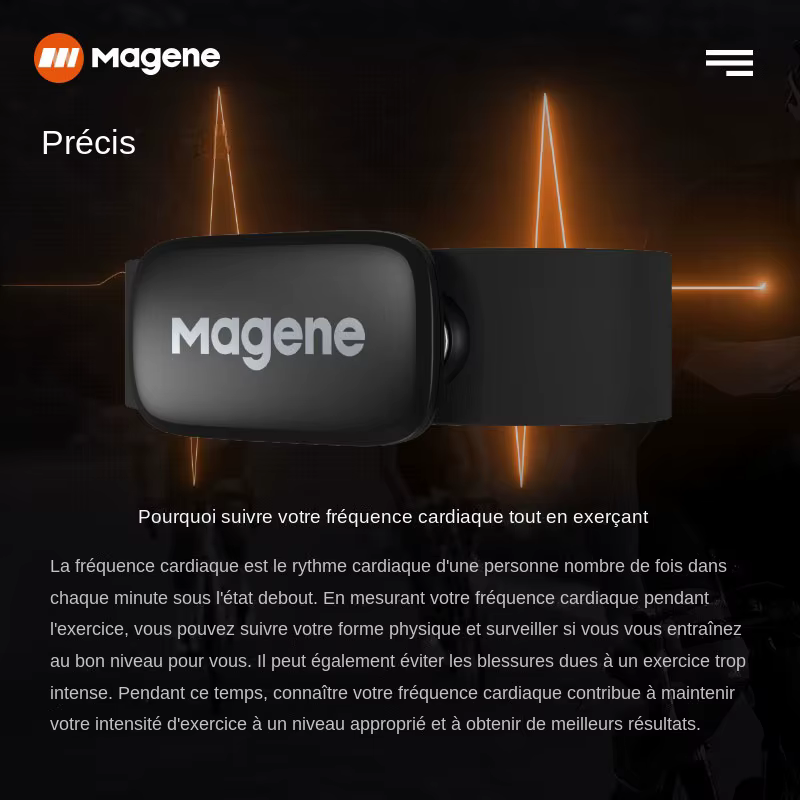 Magene Mover H64 capteur de fréquence cardiaque double Mode ANT Bluetooth avec sangle pectorale ordinateur de cyclisme vélo pour moniteur de sport Wahoo Garmin