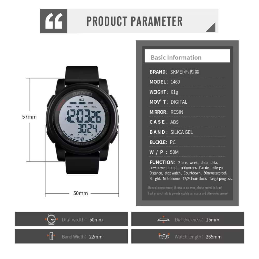 Montre-bracelet de sport numérique pour homme