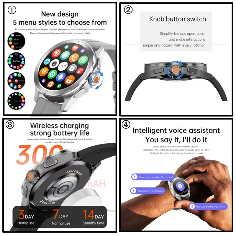 Nouveau pour Xiaomi S4 Ultra Sports de plein air montre intelligente hommes 1.53 pouces AMOLED NFC GPS boussole fréquence cardiaque étanche BT appel Smartwatch