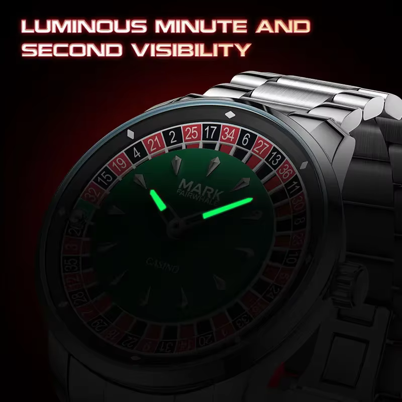 Mark Fairwhale 5031 nouveau 2025 montre pour hommes de marque supérieure Quartz chiffres arabes cadran rotatif roue montre automatique diamant lumineux