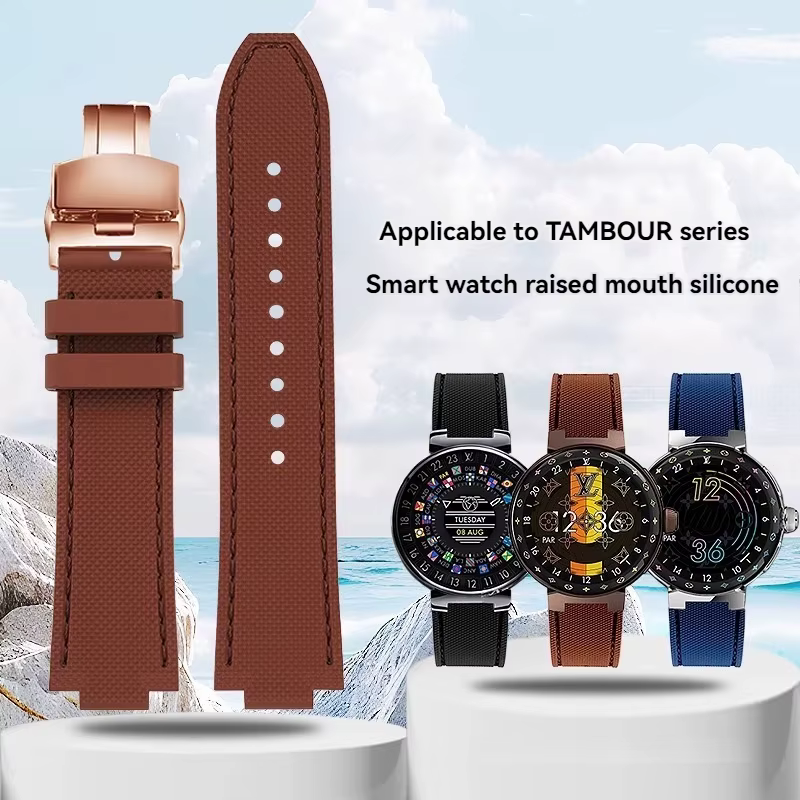 Bracelets de montre en caoutchouc de silicone en cuir de vachette