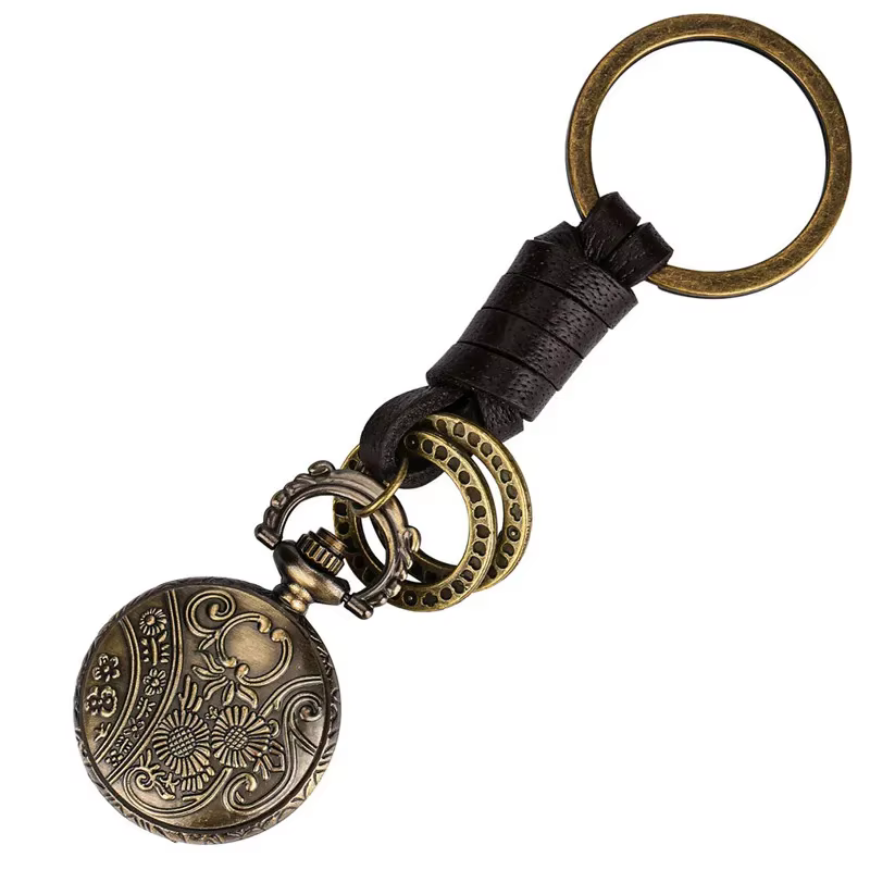 Vintage belle éléphant conception Mini horloge pendentif porte-clés montre Portable Quartz analogique