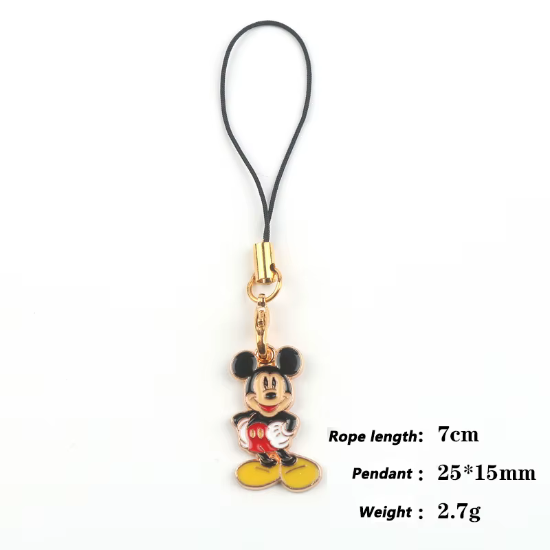 Disney-Pendentif Minnie Cartoon pour enfants, chaîne en alliage, accessoire de suspension SR, sangle de téléphone pour couple, super mignon, continent, étudiant