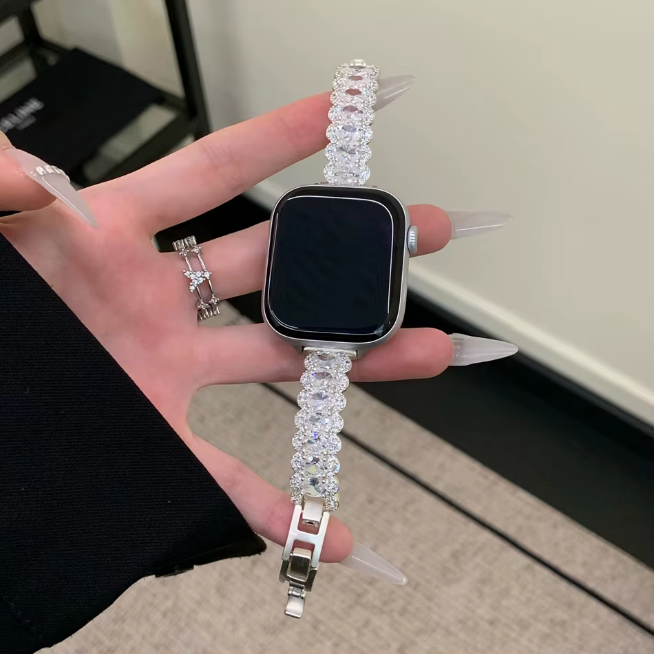Bracelets de luxe style joaillerie pour Apple Watch Series 11 10 9 8 7 6 5 4 3 2