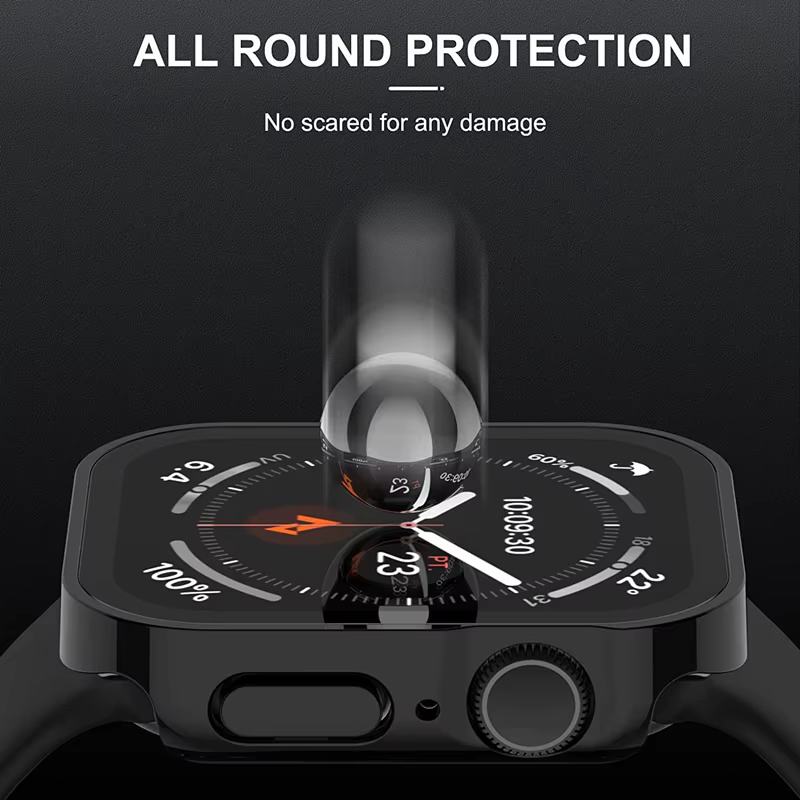 Verre + PC couverture pour Apple Watch boîtier série 11 10 42mm 46mm 45mm 41mm 44mm 40mm protecteur d'écran iWatch SE 6 7 8 9 étanche