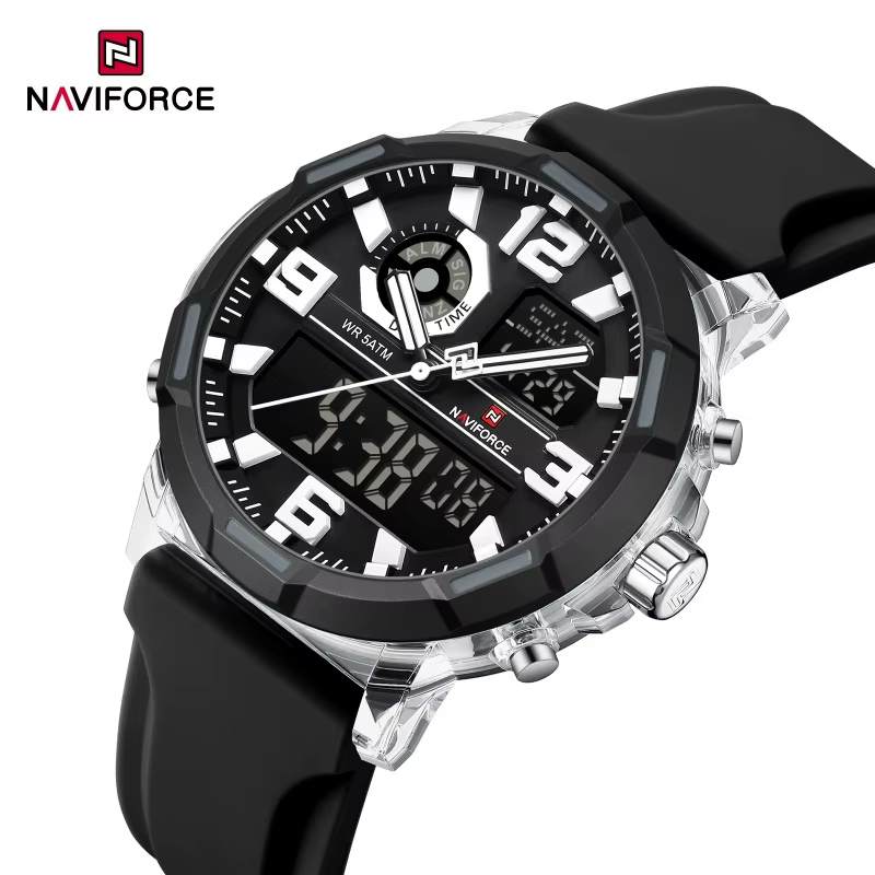 NAVIFORCE 2026 Montre Chronographe Homme Étanche 5ATM Double Affichage Alarme Semaine Mode Sport Cadeau Montre-Bracelet Relogio Masculino
