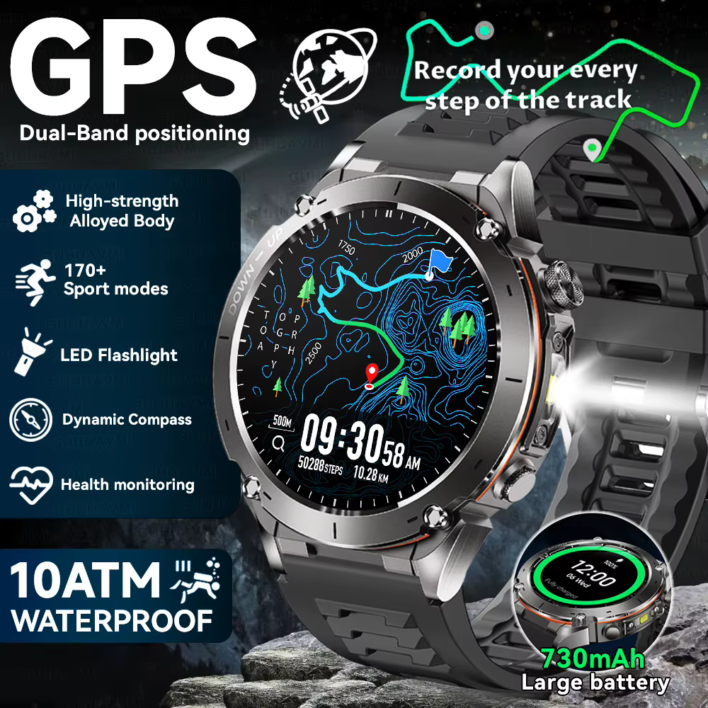2025 GUHUAVMI Y-101 GPS sport montre intelligente 10ATM étanche intégré double bande GNSS boussole altimètre qualité militaire Smartwatchs
