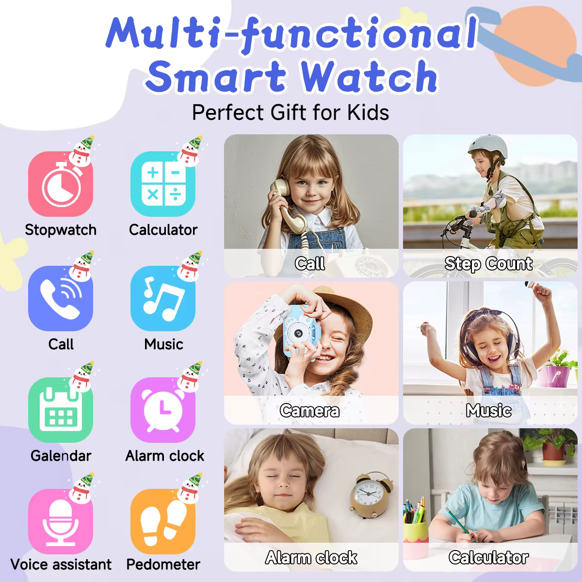 Nouvelle Montre Connectée Enfant 2026 1.83'' HD Appel Bluetooth Partenaire d'Étude Lecteur de Musique Multilingue Mini Jeux Calculatrice Cadeau d'Anniversaire