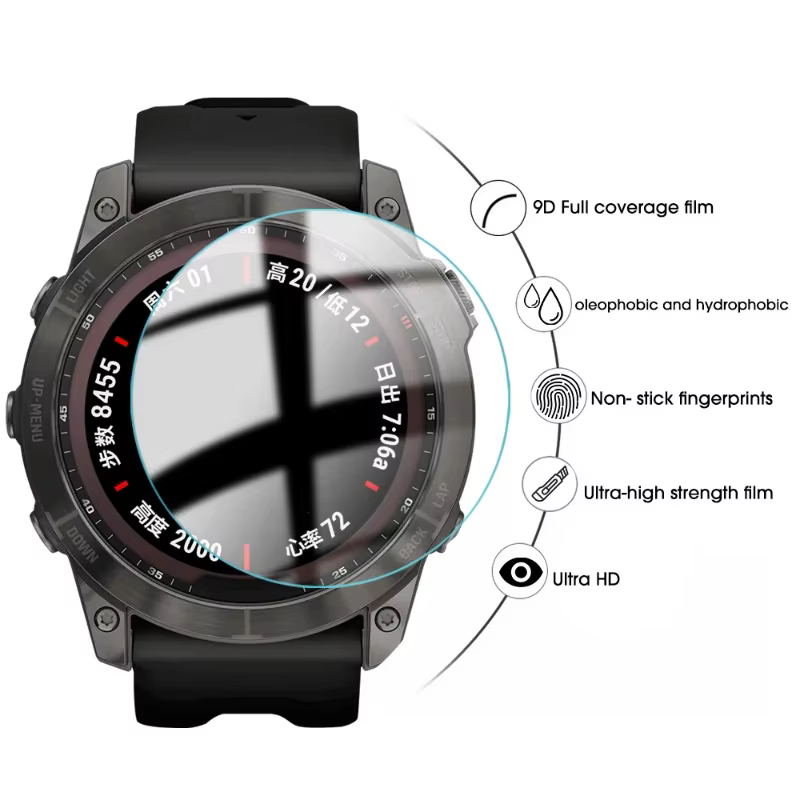 Verre trempé pour Garmin Fenix 8 7 7S 7X 6 6S 6X Pro Sapphire HD Film de protection d'écran pour montre intelligente