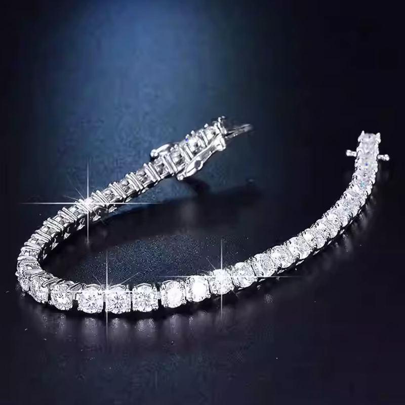 Bracelets tennis en moissanite D VVS1 en argent sterling 925 pour femmes, accessoires de bijoux de mariage exquis, cadeau de fête tendance