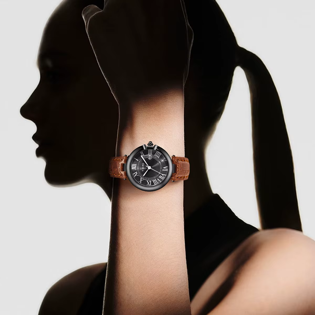 TOMI Simple mode montre pour femme élégant femmes Style luxe rond petit cadran calendrier ceinture