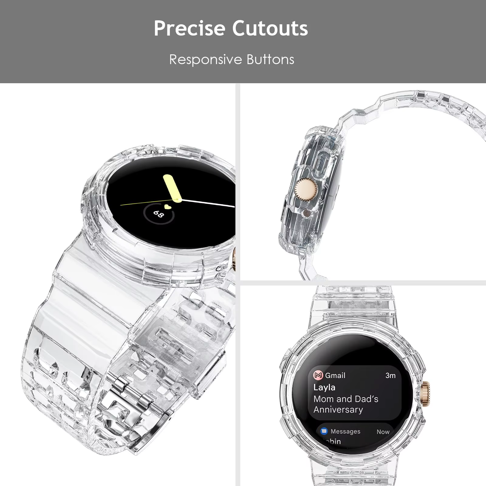 Étui transparent et TPU souple pour Google Pixel Watch 2