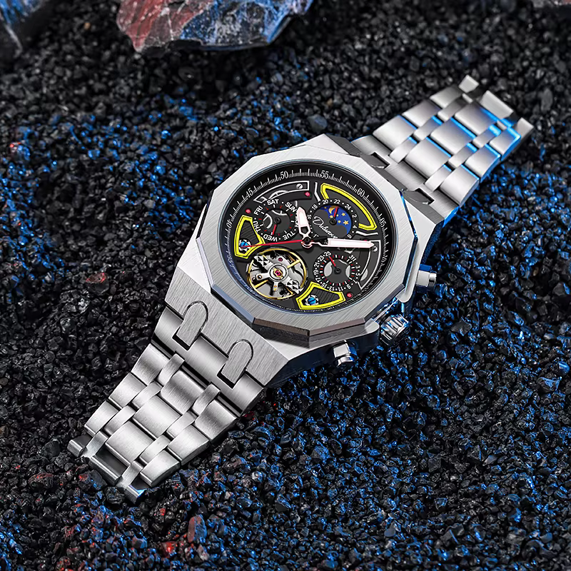 DULUNWE montres de Sport de marque supérieure avec Tourbillon bracelet en caoutchouc cadran multifonction