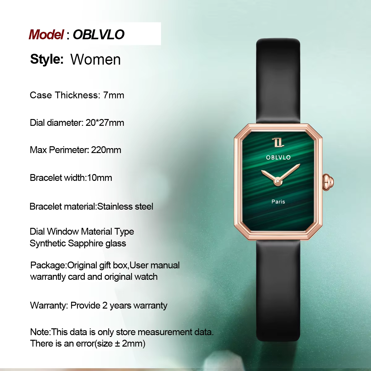 OBLVLO – montre à Quartz pour femmes