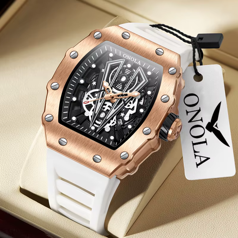 ONOLA 3826 marque sport luxe Tonneau montre hommes montres en plein air étanche lumineux horloge décontractée