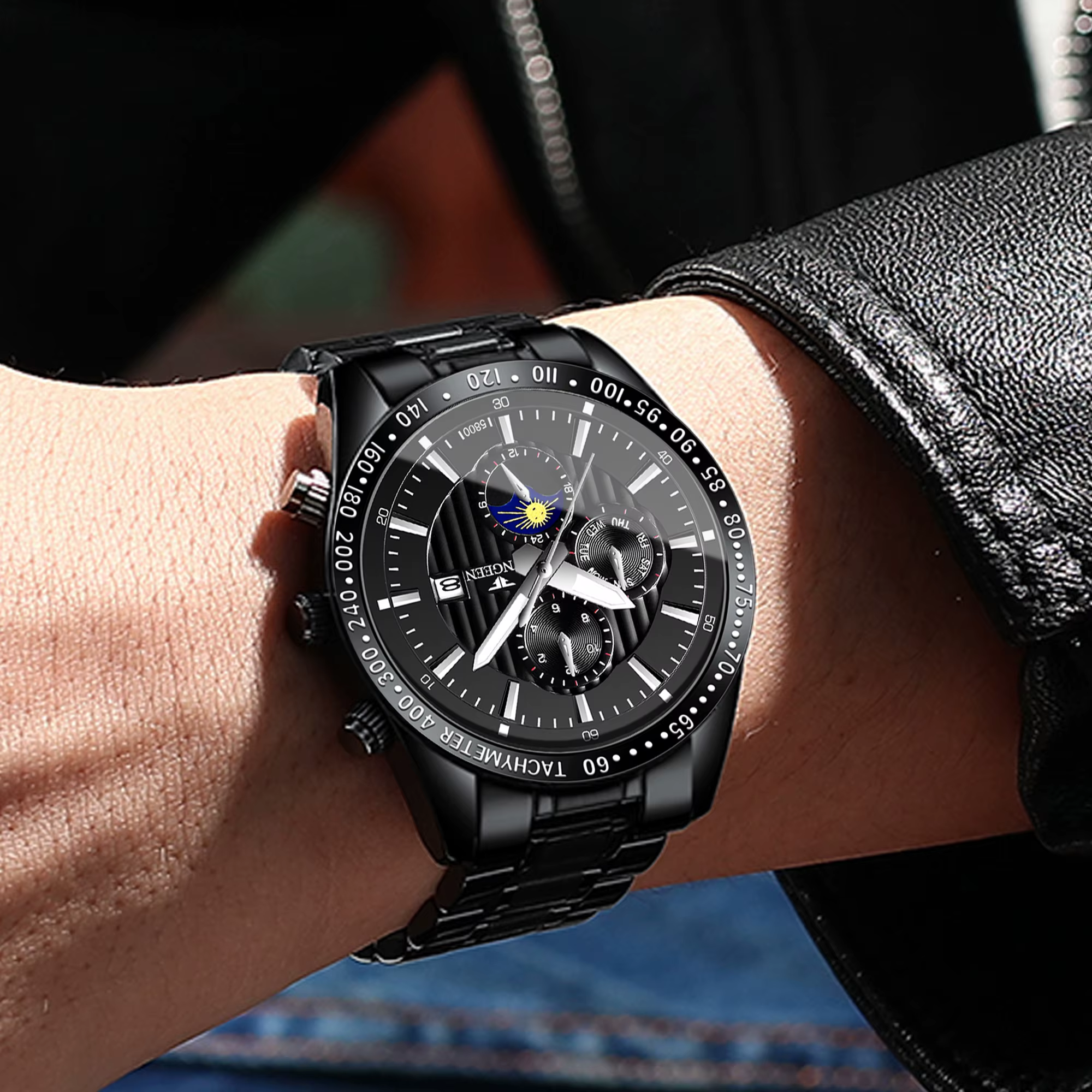 Montres-bracelets en quartz authentiques BINBOND pour hommes