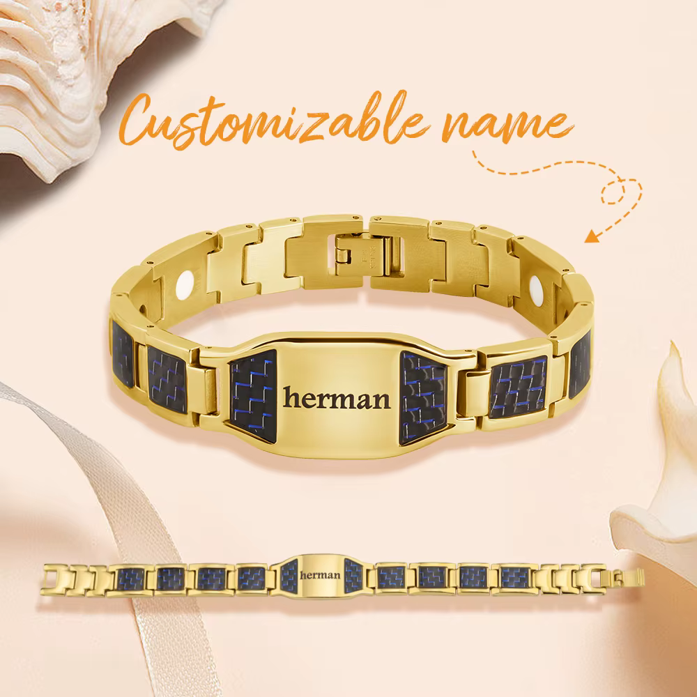 Bracelet de thérapie magnétique avec Photo personnalisée pour papa, en Fiber de carbone, cadeau de soins de santé pour lui, cadeau de fête des pères