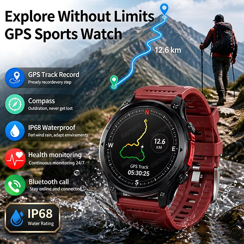 Nouvelle montre intelligente GPS entièrement fonctionnelle 2026 | Surveillance de la santé + Suivi sportif + Liaison