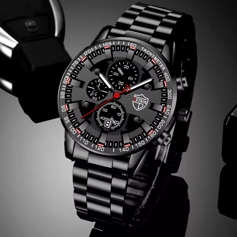 Montre homme Montre-bracelet à Quartz en acier inoxydable pour homme