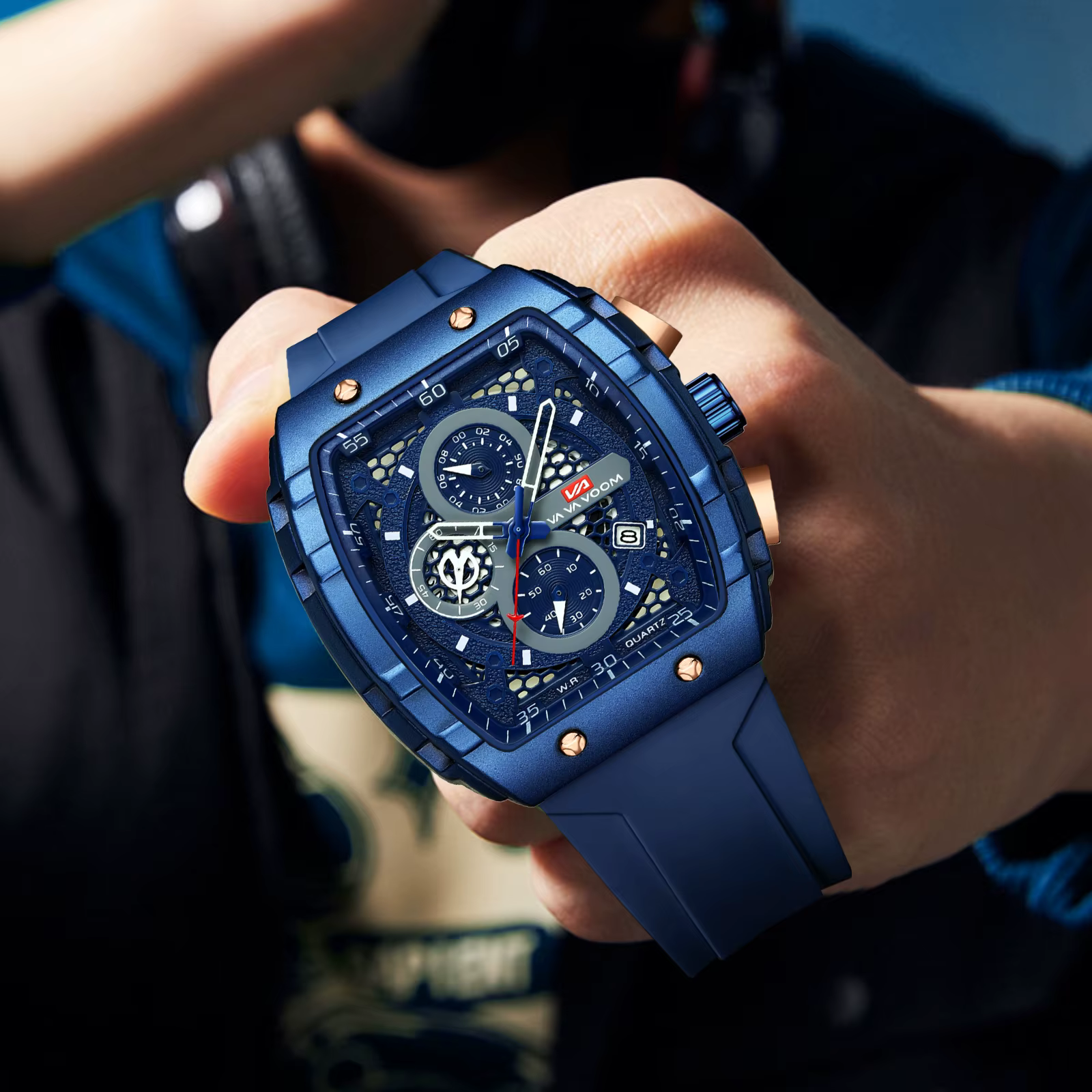 2025 nouveau VA VA VOOM Top marque hommes montres de luxe carré sport montre à Quartz étanche multifonctionnel