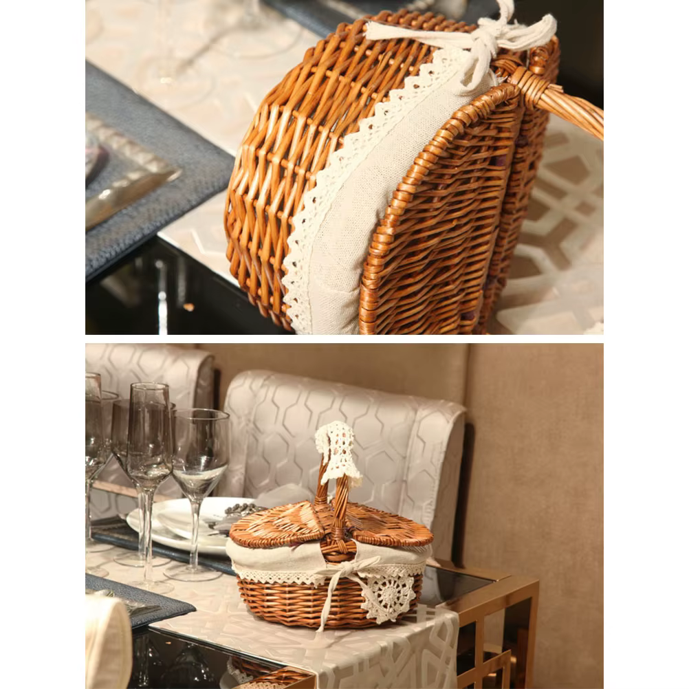 Mir de pique-nique fait à la main WUNICEF, sac de camping, panier de rangement avec couvercle, panier de nourriture, panier de fruits tissé
