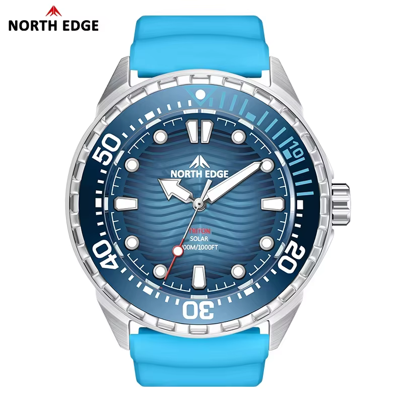 Montre de plongée solaire NORTH EDGE TRITON-TI en titane et acier inoxydable