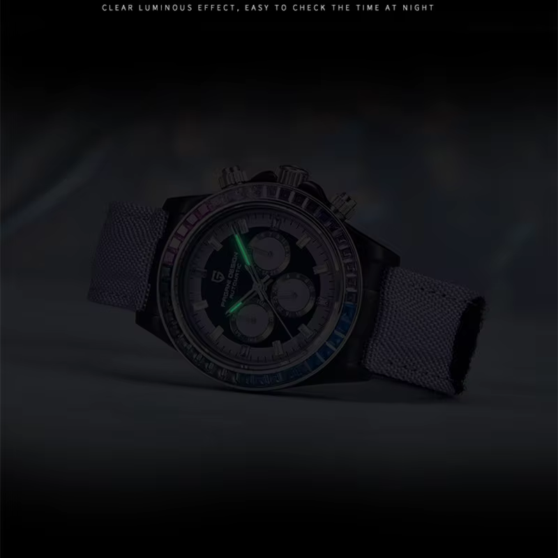 PAGANI DESIGN PD-1732 montre mécanique automatique 40MM V2 cercle arc-en-ciel montre-bracelet multifonction pour hommes saphir 100M étanche