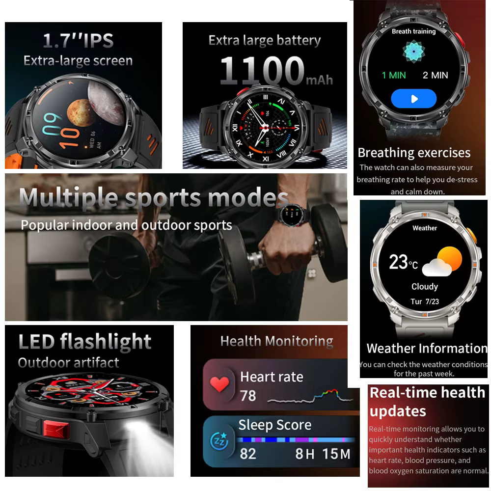 2026 nouveau T-Rex3 Pro 1100mAh batterie montre intelligente GPS chemin 5ATM étanche sport course tracker extérieur boussole militaire Smartwatch
