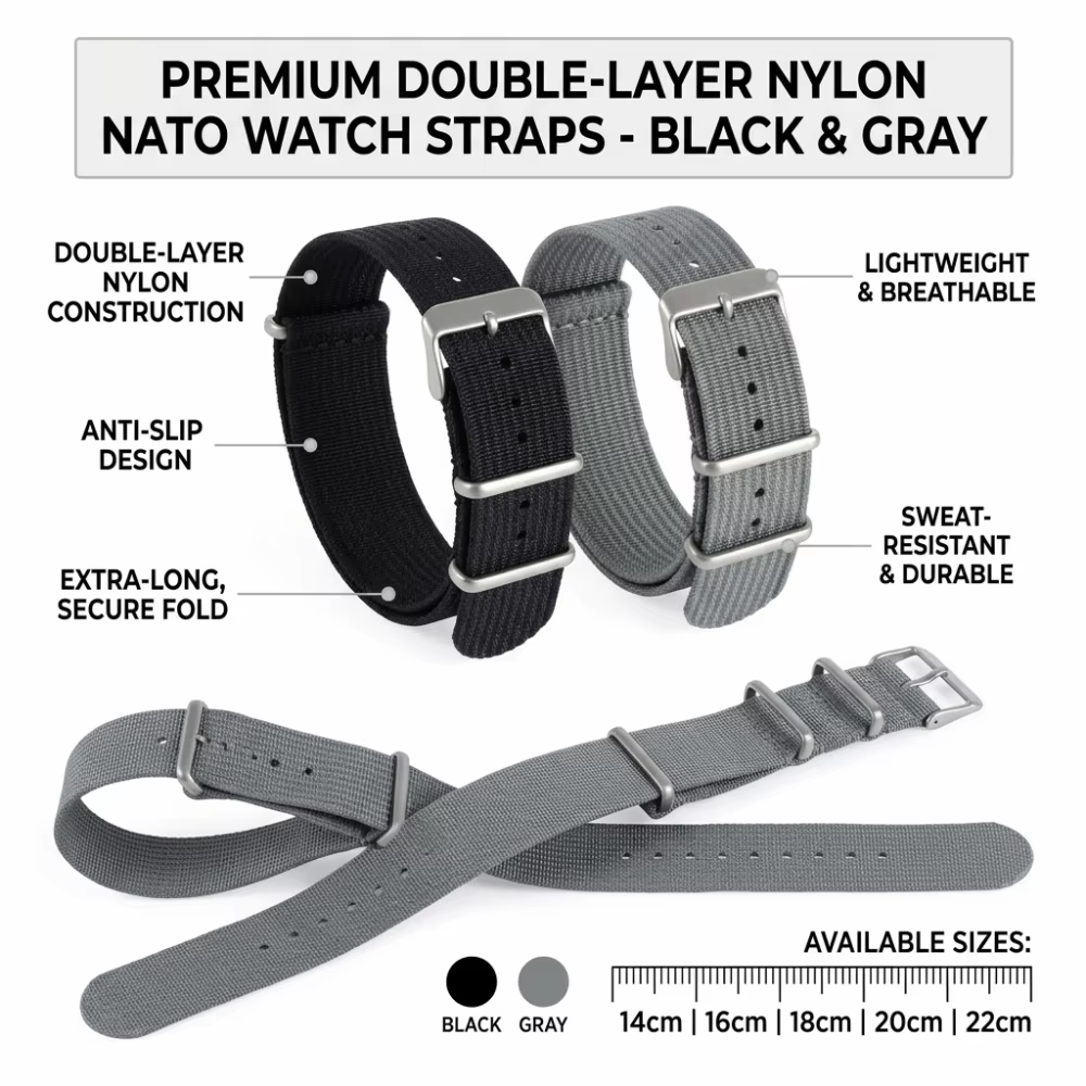 Bracelet de montre NATO vintage à dégagement rapide 14/16/18/20/22 mm