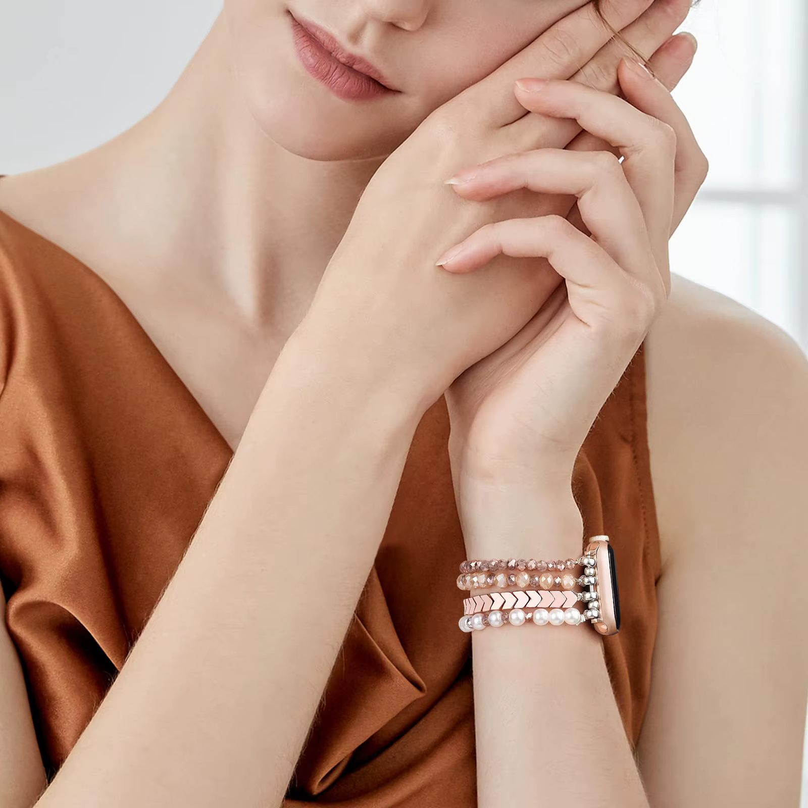 Bracelet élastique perlé fait main pour femme