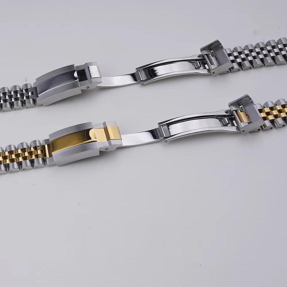 Rolamy 22mm jubilé Bracelet de montre pour Casio MDV-106 MDV-106A MDV-106B MDV106G MDV107 316L argent or solide lien fin