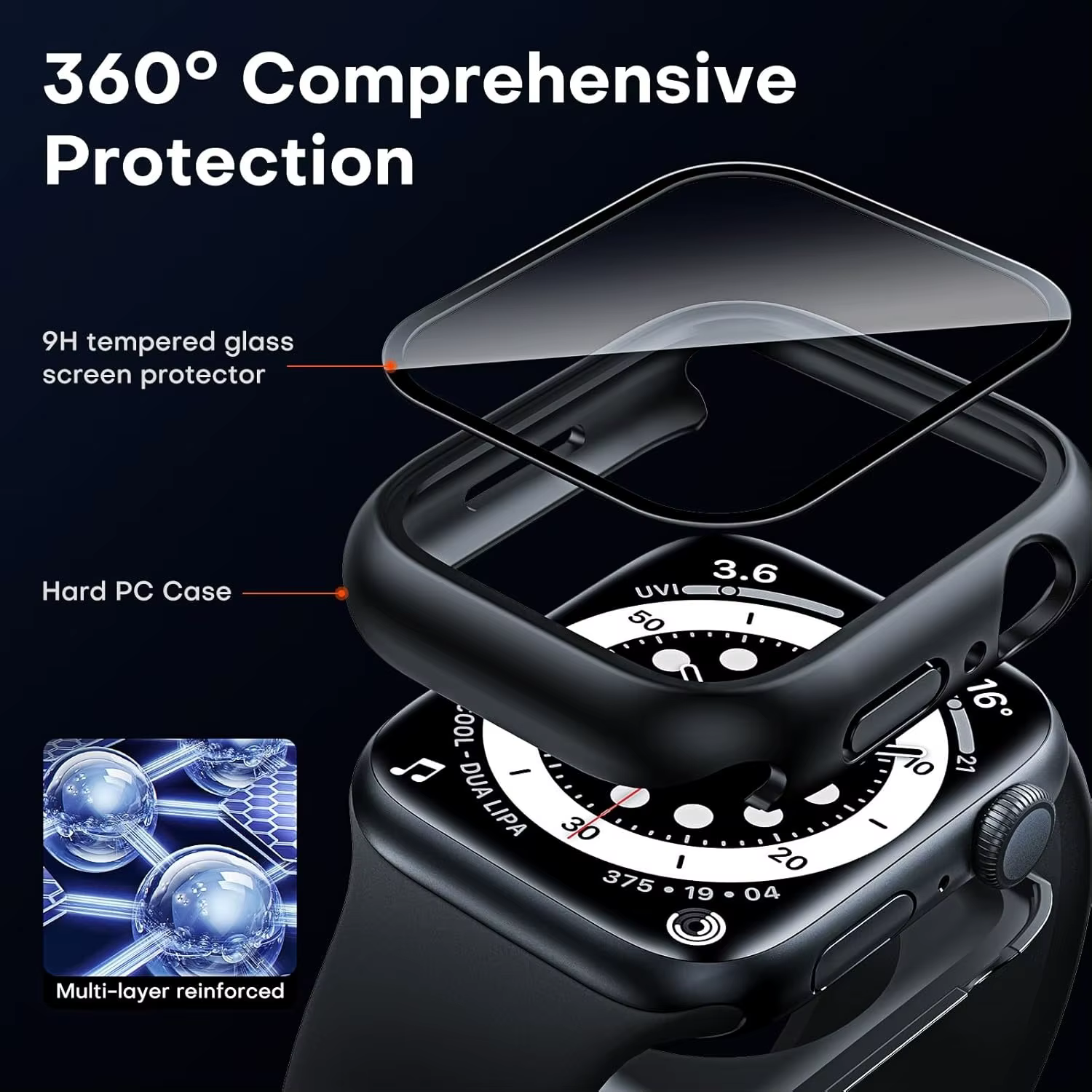 Verre trempé + étui pour Apple Watch 46mm 44mm 45mm 41mm 40mm 42mm