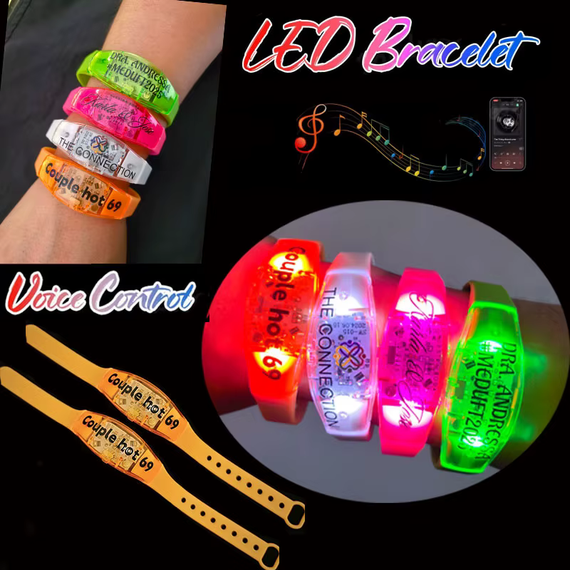 Bracelets LED personnalisables avec musique et son activés