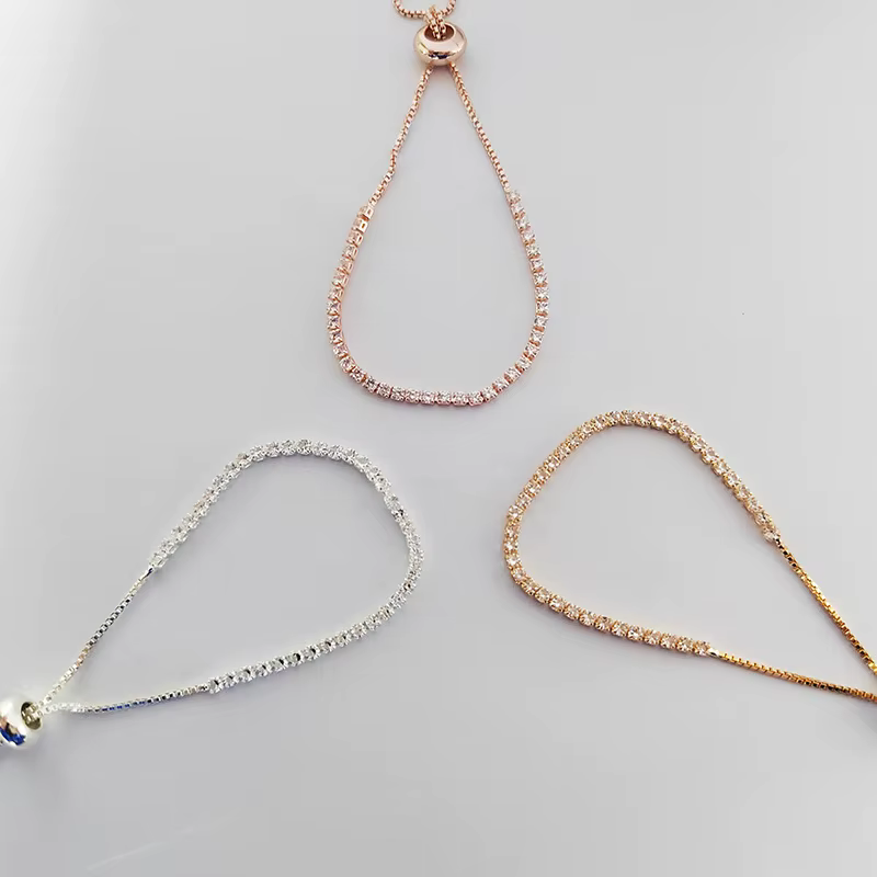 Bracelets de Tennis de luxe en zircone cubique pour femmes, Simple, carré, couleur or Rose, bijoux coréens pour filles
