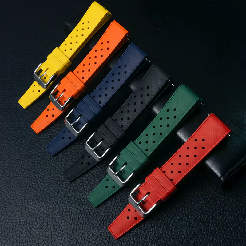 Bracelet de montre FKM de STYLE TROPIQUE classique 18mm 20mm 22mm