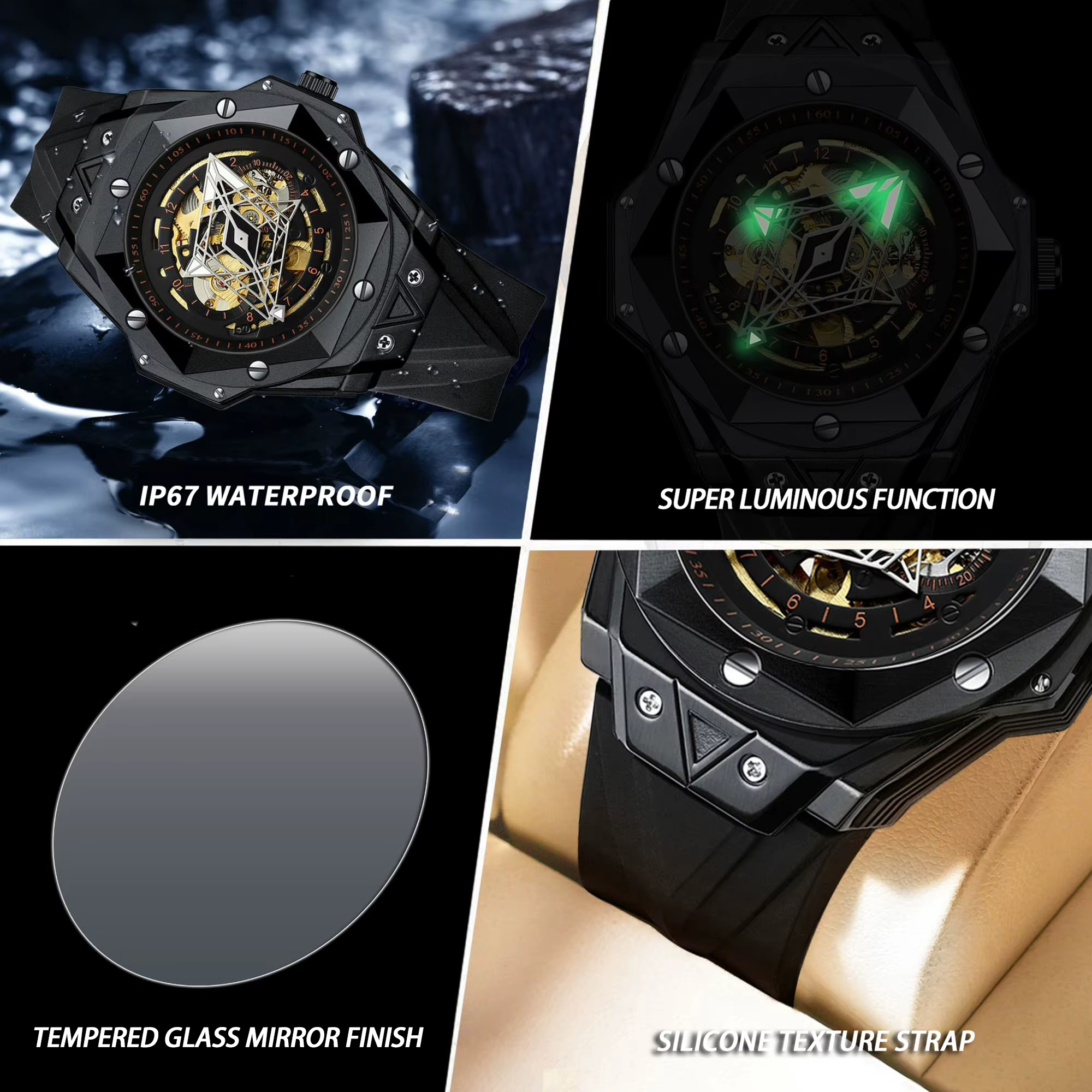 Montre homme automatique de luxe BINBOND