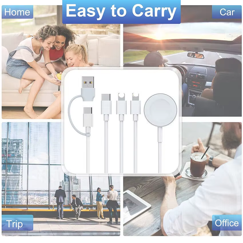 Câble de charge multiple 4 en 2 pour Apple Watch
