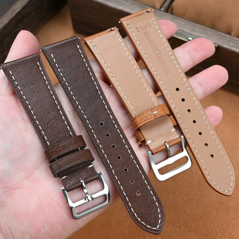 Bracelet de montre en cuir véritable 17mm 18mm 19mm 20mm 21mm 22mm