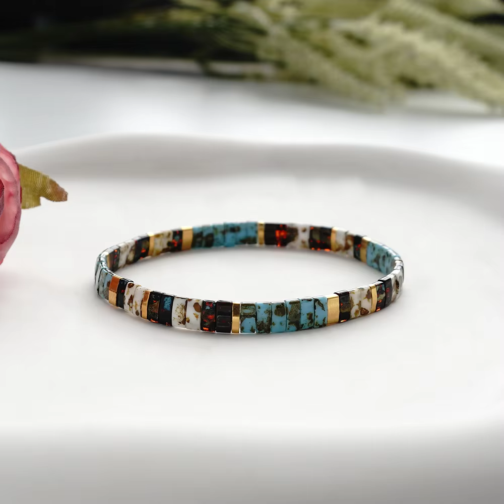 Nouveau produit : Bracelet Tila rétro ethnique de style européen et américain, importé du Japon, multicouche et empilable, pour hommes et femmes