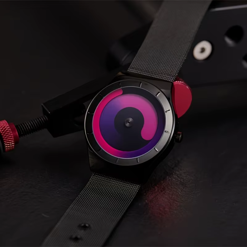 Montres homme à la mode créativité personnalisée pas de pointeurs vortex étoilé cadran circulaire montre à quartz relojes para hombres