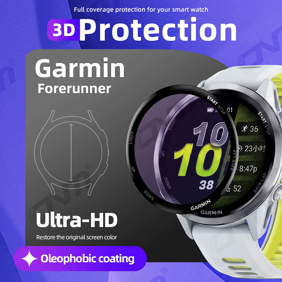 Protecteur d'écran pour Garmin Forerunner 970 570 965 265 265S 42mm 47mm