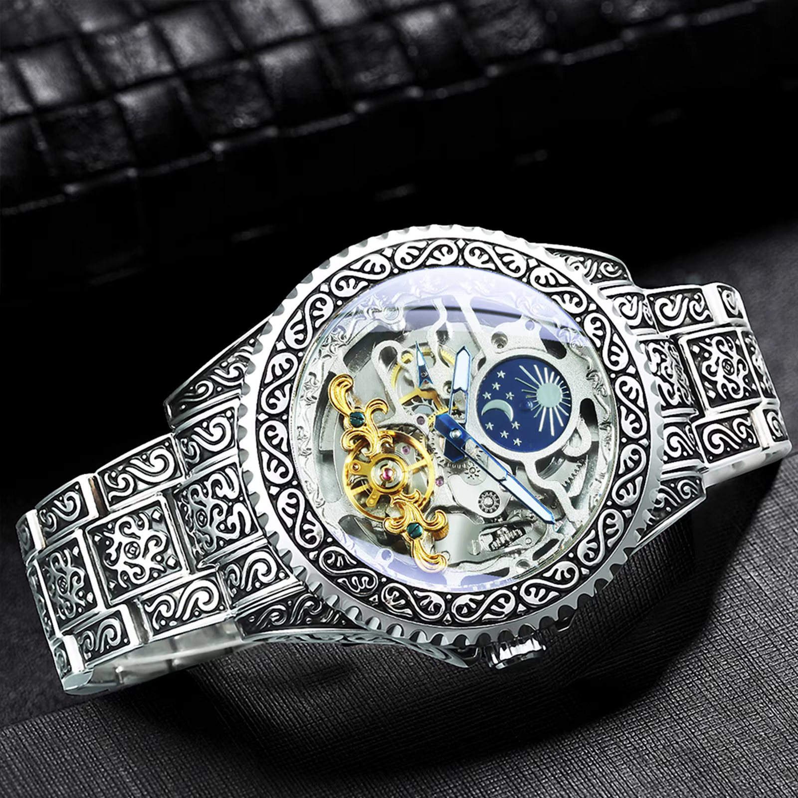 Montres mécaniques squelette en or de luxe Forsining
