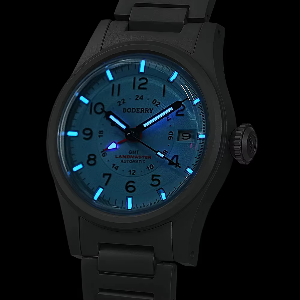 BODERRY hommes montre automatique 38MM Pliot titane mécanique montre-bracelet plongeur 10Bar étanche saphir lumineux mis5 9075