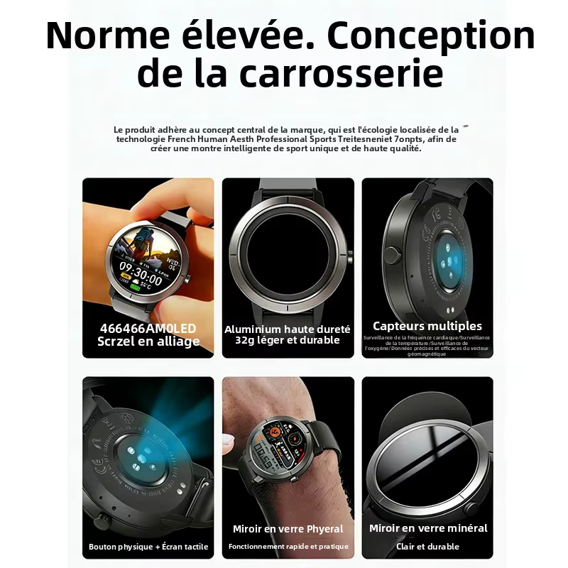 Montre connectée GPS sportive avec écran AMOLED de 1