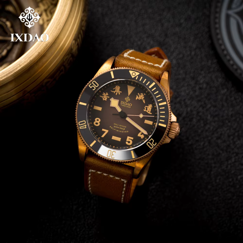 IPOSE IX & DAO 2025 nouvelle montre mécanique automatique pour hommes en Bronze PT5000 saphir rétro cuir étanche 20Bar Reloj Hombre