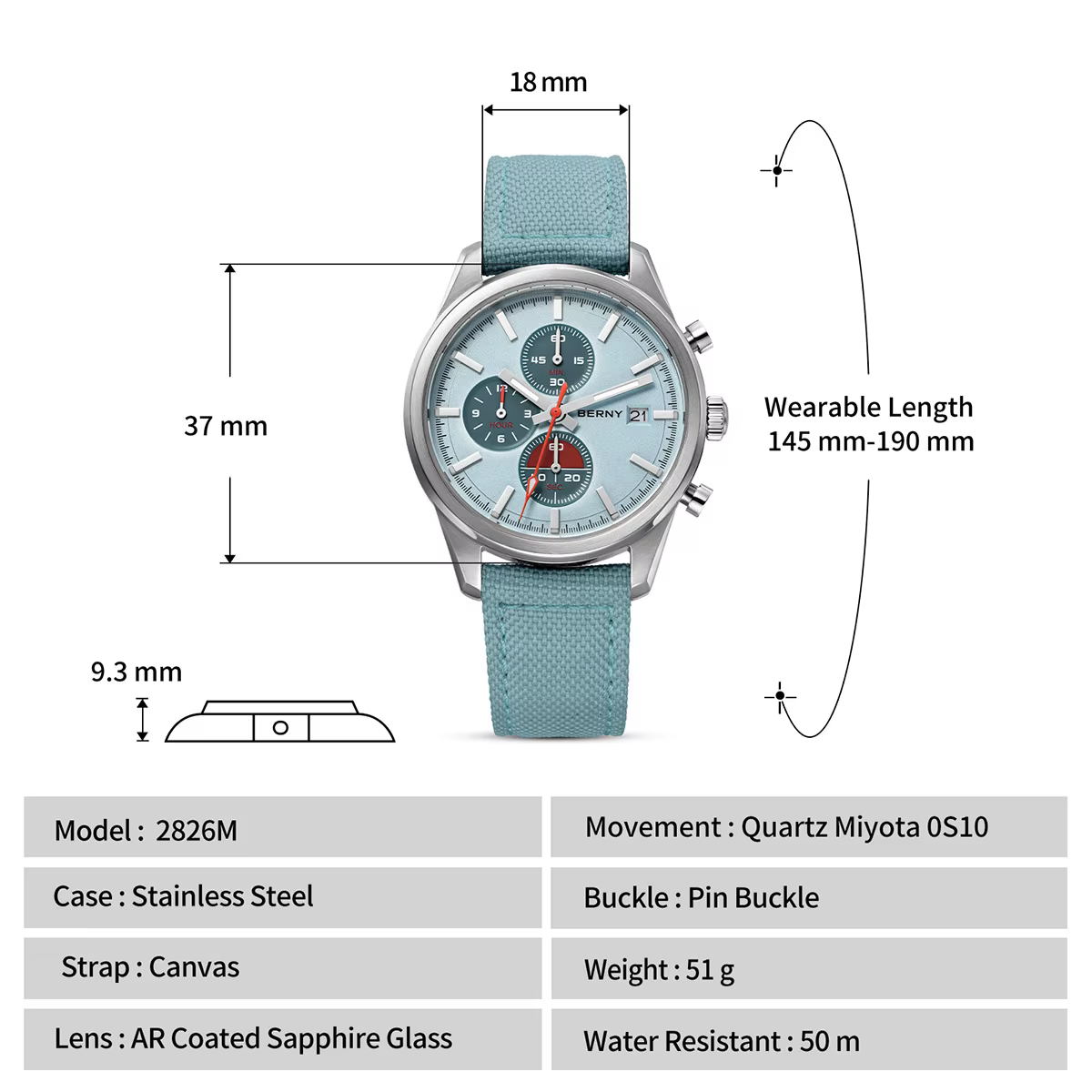 Montre chronographe BERNY pour homme/femme