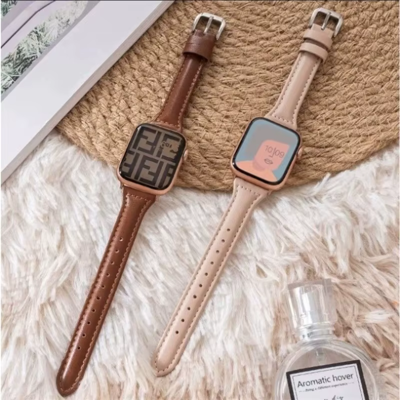 Bracelet de montre mince en cuir pour Apple Watch série 11 10 9 8 7 SE 6 5 4 Ultra3/2 pour iWatch 42mm 46mm 38mm 40mm 45mm 49mm 41mm 44mm