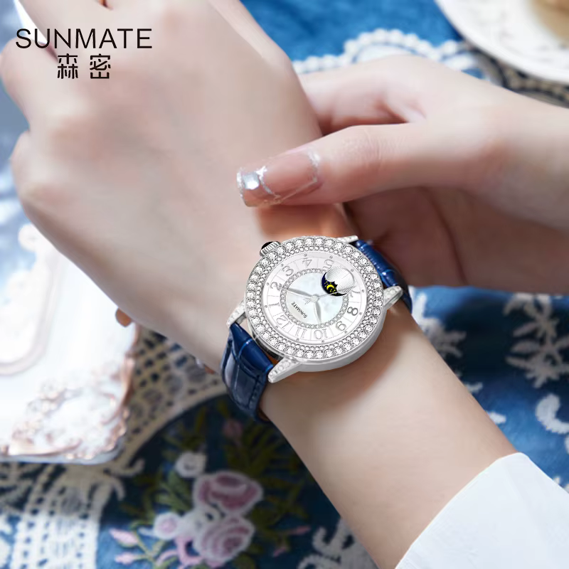 SUNMATE Montre à quartz mince pour femme – Affichage analogique simple
